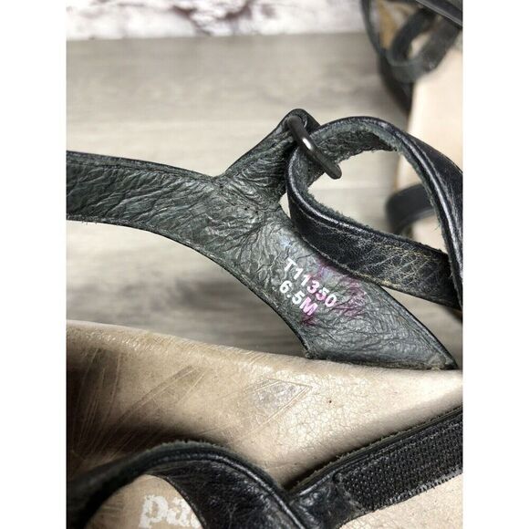 Patagonia Black Leather Ankle Strap Cork Wedge Sandals Women’s Sz 6.5M US/37EU - Picture 12 of 16
